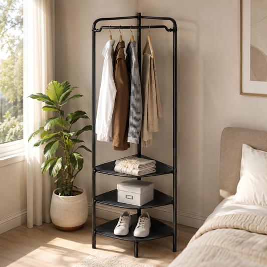 Multifunctional Corner Coat Rack – 3-Layer Space-Saving Organizer