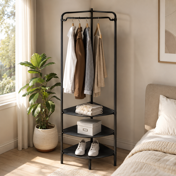 Multifunctional Corner Coat Rack – 3-Layer Space-Saving Organizer