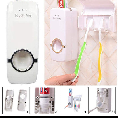 Wall Mounted Toothpaste Holder & Toothbrush Organizer | Automatic Toothpaste Dispenser for Bathroom