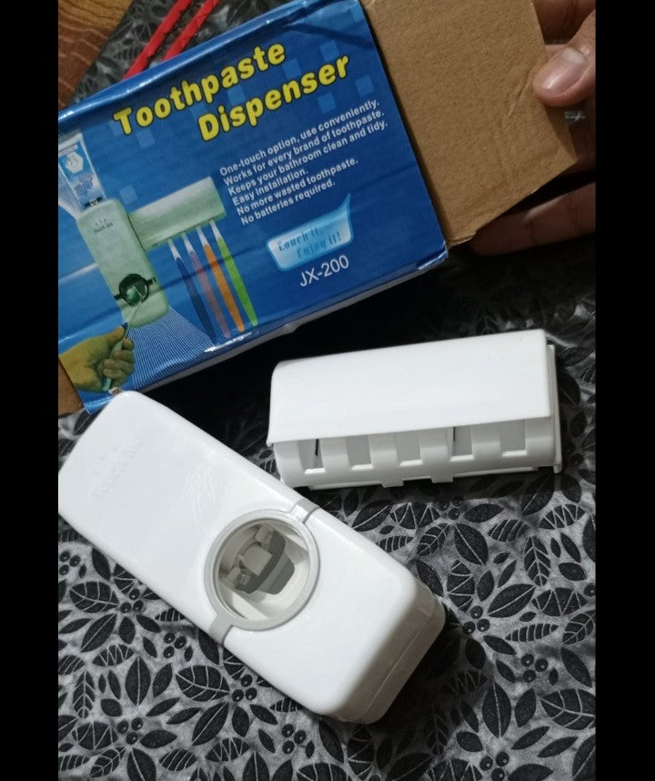 Wall Mounted Toothpaste Holder & Toothbrush Organizer | Automatic Toothpaste Dispenser for Bathroom