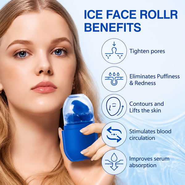 2-in-1 Silicone Ice Face Roller for Skin Care | Reusable Facial Ice Massager