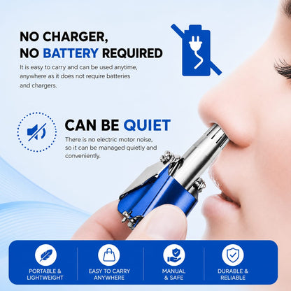 Manual Nose Hair Trimmer for Men &amp; Women – Stainless Steel Safe Nose Hair Cutter with 360° Precision Blades
