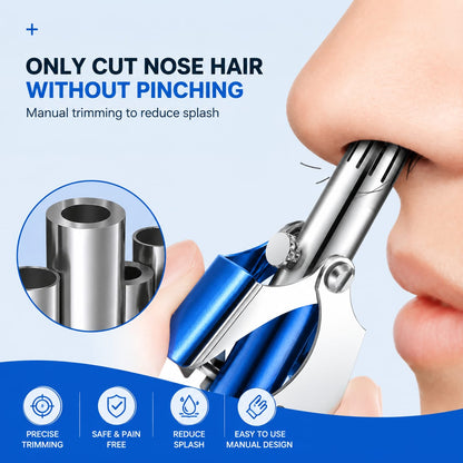 Manual Nose Hair Trimmer for Men &amp; Women – Stainless Steel Safe Nose Hair Cutter with 360° Precision Blades