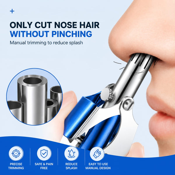 Manual Nose Hair Trimmer for Men &amp; Women – Stainless Steel Safe Nose Hair Cutter with 360° Precision Blades