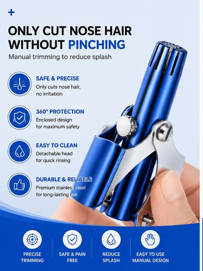 Manual Nose Hair Trimmer for Men &amp; Women – Stainless Steel Safe Nose Hair Cutter with 360° Precision Blades
