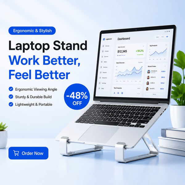 Adjustable Foldable Laptop Stand for Desk – Portable Ergonomic Laptop Holder