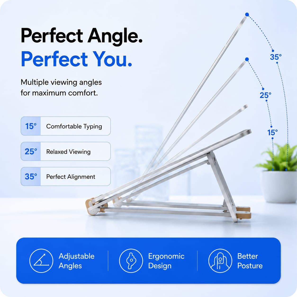 Adjustable Foldable Laptop Stand for Desk – Portable Ergonomic Laptop Holder
