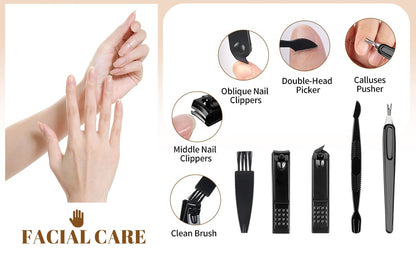 16-Piece Professional Manicure & Pedicure Nail Care Kit with Travel Case – Stainless Steel Grooming Set