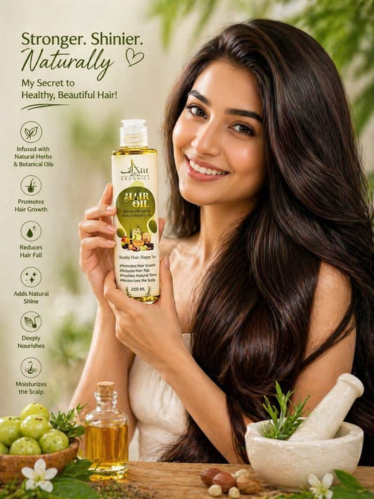 Alif Organics Herbal Hair Oil 200ml – Natural Hair Growth & Hair Fall Control Oil