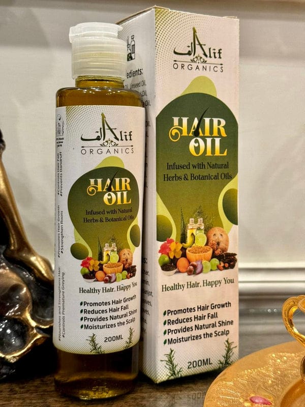 Alif Organics Herbal Hair Oil 200ml – Natural Hair Growth & Hair Fall Control Oil