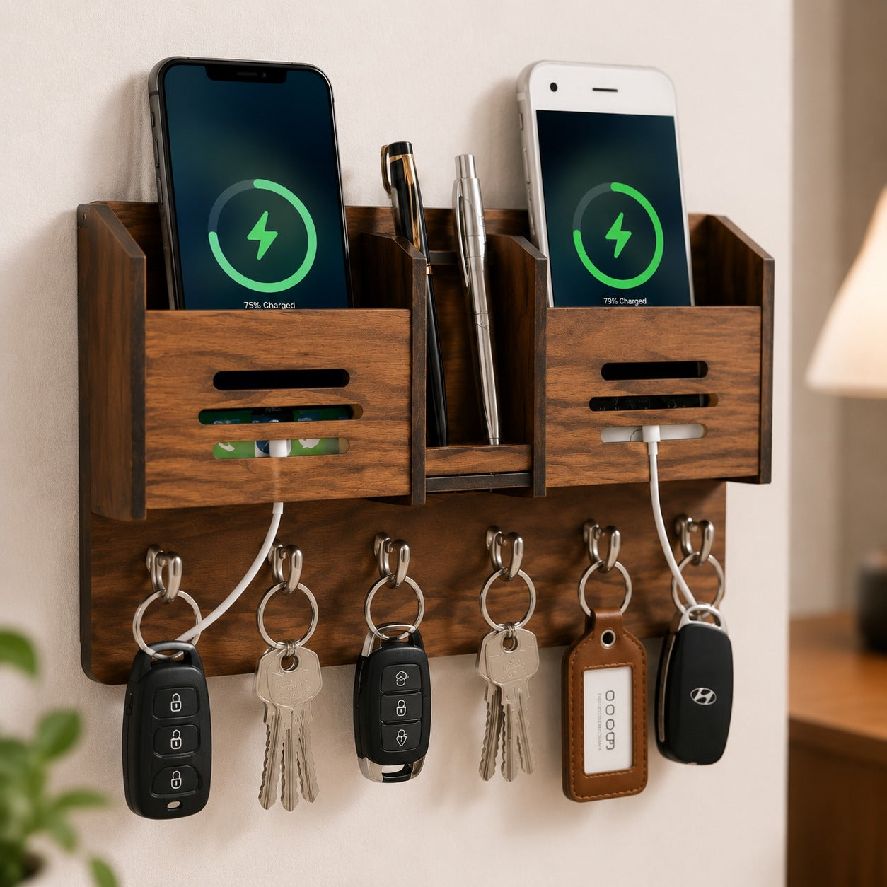 Multipurpose Wooden Key Holder – Decorative Wall Key Hanger