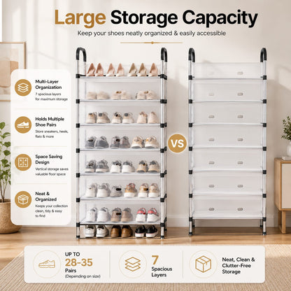 Modern Multi-Layer Shoe Storage Rack with Dustproof Cover