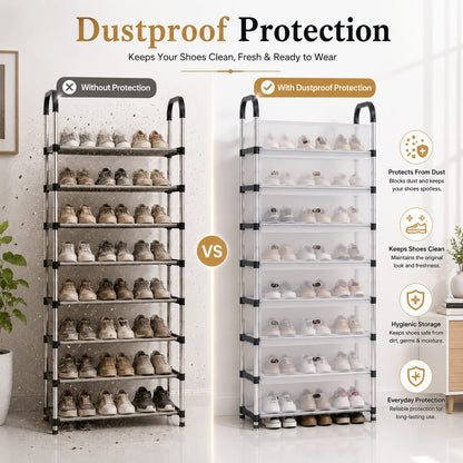 Modern Multi-Layer Shoe Storage Rack with Dustproof Cover