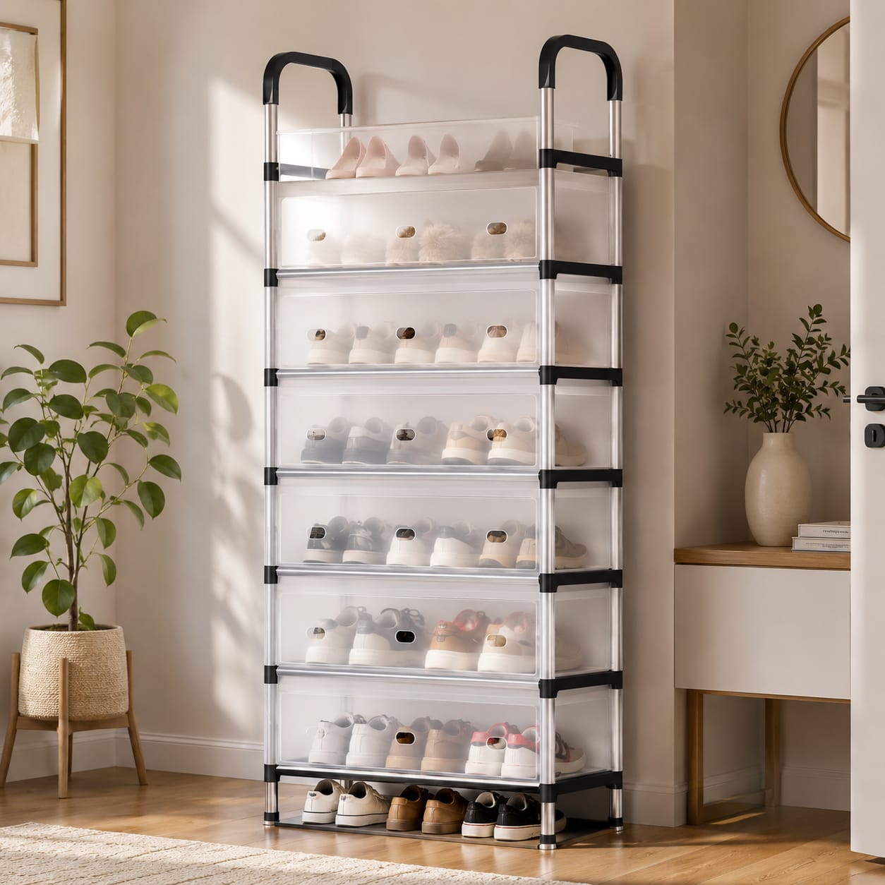 Modern Multi-Layer Shoe Storage Rack with Dustproof Cover